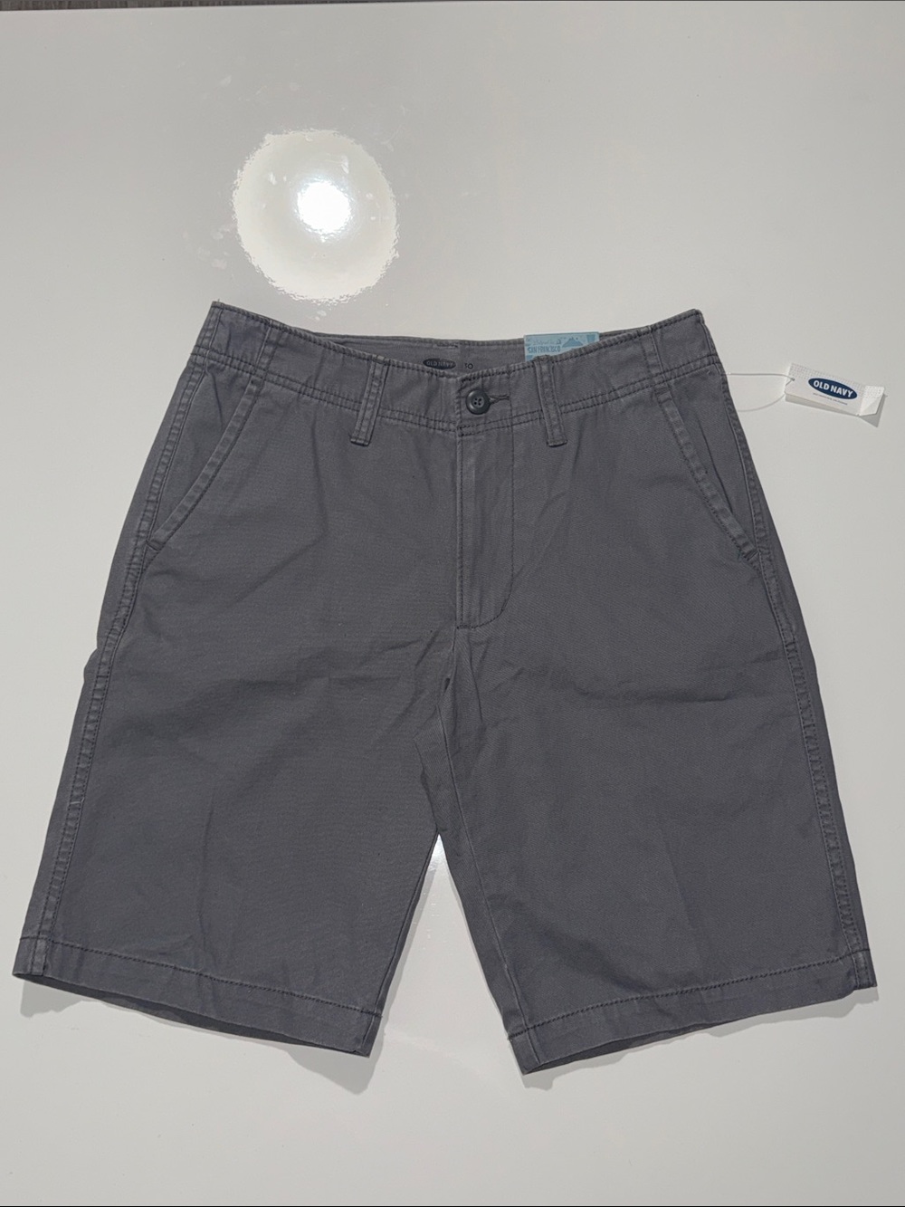 Old Navy Men's Charcoal Flat-Front Chino Shorts